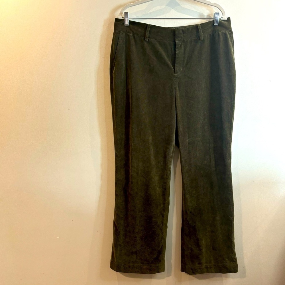 COLDWATER CREEK Sz 16 Pants Micro Corduroy Flare Bottoms Zipper Closure Trousers